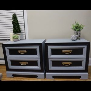 2 Blue & Black Nightstands